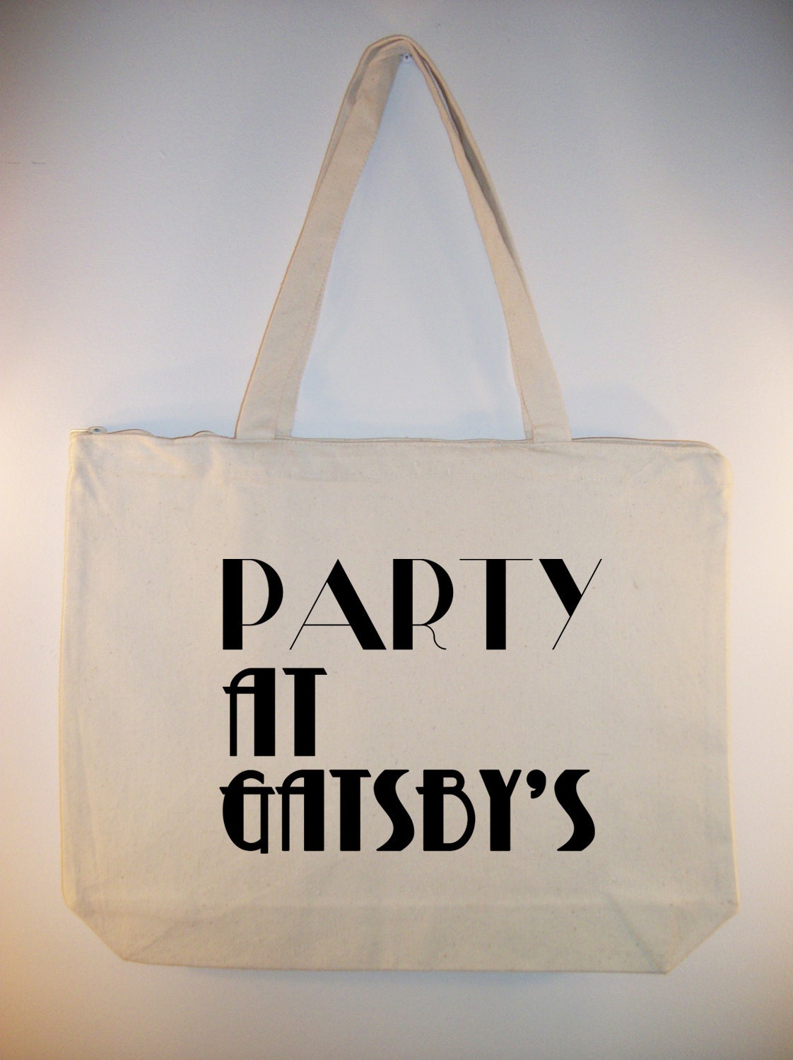 Party At Gatsby's Art Deco Typography 14x18x4 Canvas Zippered Tote - other tote sizes available and image IN ANY COLOR