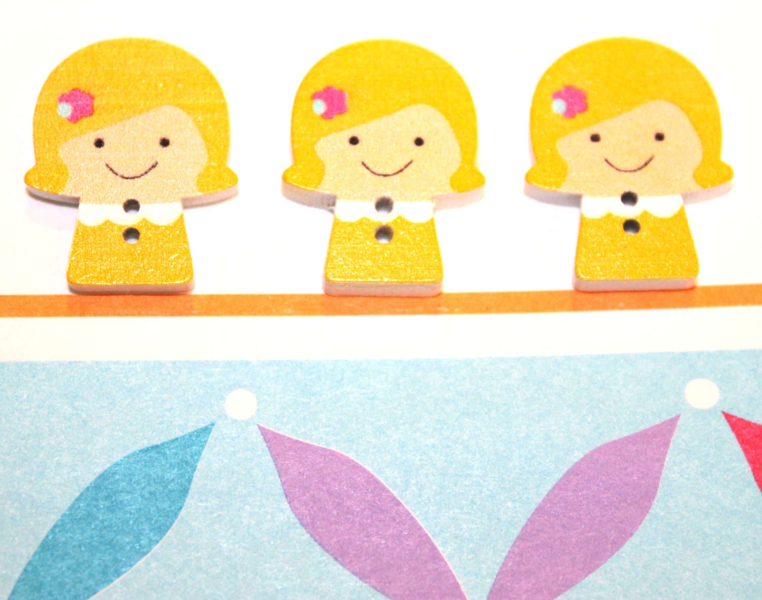 Buttons, Wooden Buttons, Girlie Girl, Craft Buttons