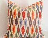 F. Schumacher / Sunara Ikat Lumbar Pillow Cover / 20" x 20" / Spice / Decorative Pillow / Designer Fabric / Same fabric front & back