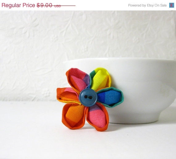 Mothers Day - Japanese Tsumami Kanzashi Flower Rainbow Hair Clip