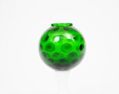 Vintage Green and Milk Glass Pedestal Candleholder/ Vase - Polka Dots