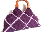 Free shipping HANDMADE & KNITTED BAGS valentine for her, - (purple) seasonal,gift,love,Afghan Crochet Bag, Handbag