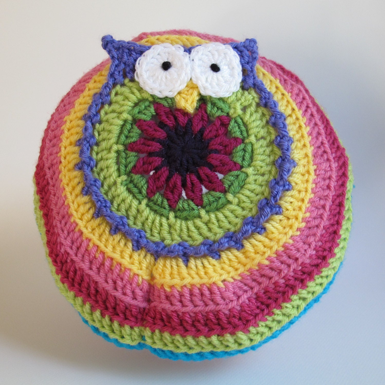 Crochet Pattern - B HOO UR Hat - a colorful slouch owl hat with visor and buttons in 5 sizes (Toddler - Adult L) - Instant PDF Download