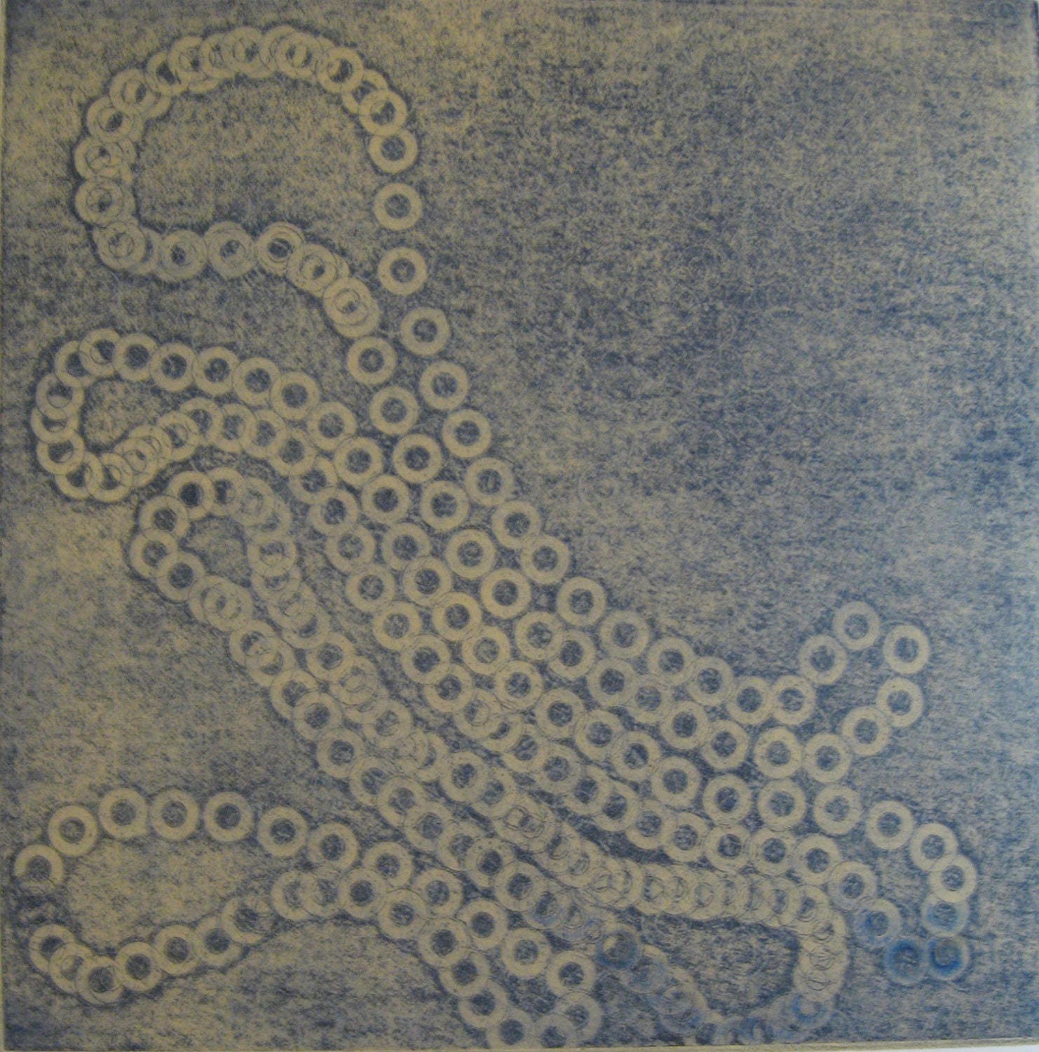 Sale . Etching Print . Navy Blue Modern Art: Nothing out of Something . Print Size 14" x 14" ... Free Shipping