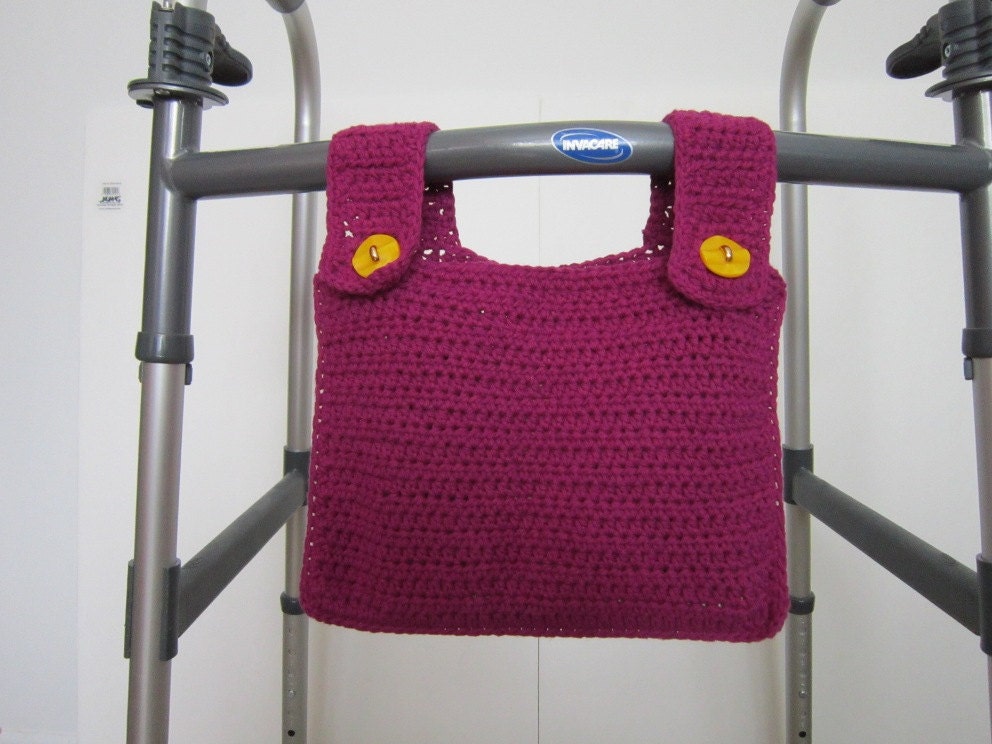 Crocheted Walker Bag Fuchsia Magenta Small by crochetrendezvous