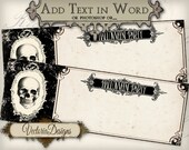 Halloween Ticket Invitation 8.75 x 3 inch and 7 x 2.40 inch images digital collage sheet VD0425