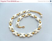 Napier Collar Necklace, White Enamel Infinity Links