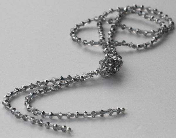 Half Silver Crystal Knotty Necklace