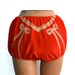 Lingerie Silk Bloomers Panties Lace Shorts / Poppy Red Ivory Antelope Bow Vintage Jacquard / Large - Eugenie Bloomers
