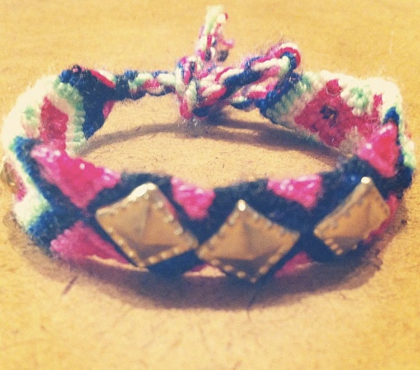 Gold Black Pink Green Pinata Party Studded Friendship Bracelet