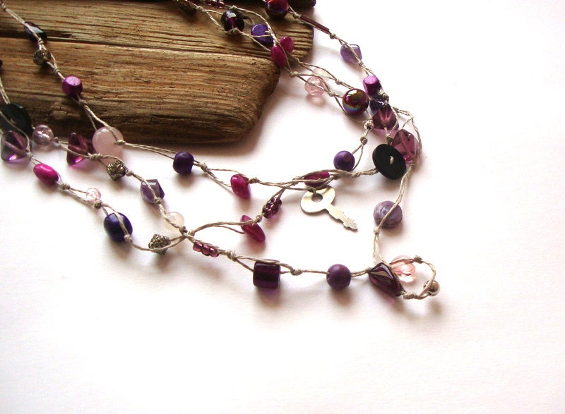 Purple necklace /beaded necklace / czech glass / boho necklace