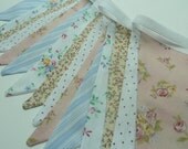 VINTAGE fabric SHABBY CHIC long length bunting/banner in very soft pastel pink, blue and cream .....Betty's choice..
