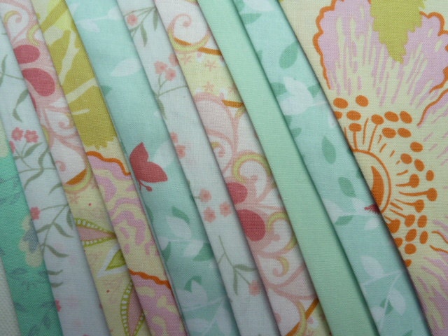 Pastel SHABBY CHIC SURPRISE banner-pennants in very soft pink, blue, green aqua fabric flags....
