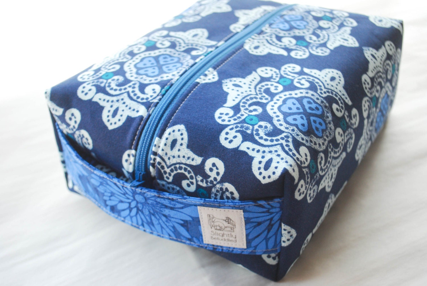 Large boxy cosmetic bag - Ty Pennington blue medallions