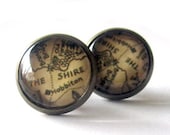 The Shire Earrings - Lord of the Rings Earrings, Brass Stud Earrings