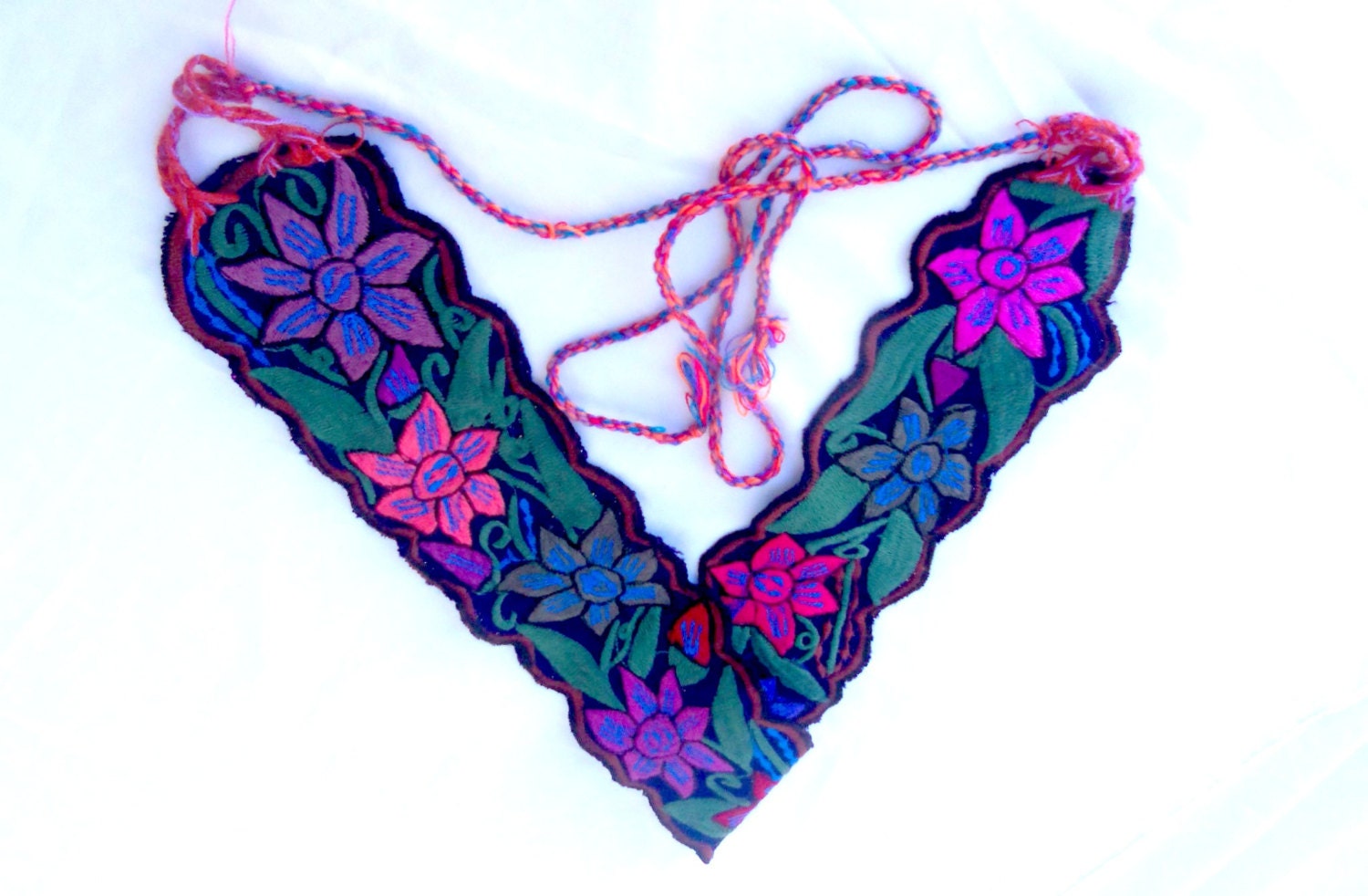 Indigenous Heart  stunning handmade mexican embroidered belt