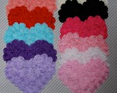 Chiffon Hearts 6 pcs  - Large Shabby Chic Hearts -  Rosette Heart Applique - Valentines Day Hearts Fabric Hearts 4.75" - you pick colors