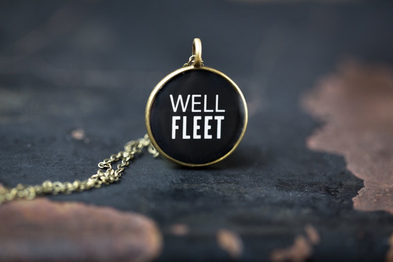 Wellfleet Cape Cod Necklace - Miniature Pendant - Vintage Typewriter Key Inspiration - Glossy Resin Charm