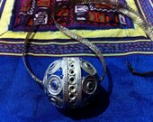 Moroccan blue enamel focal bead pendant necklace