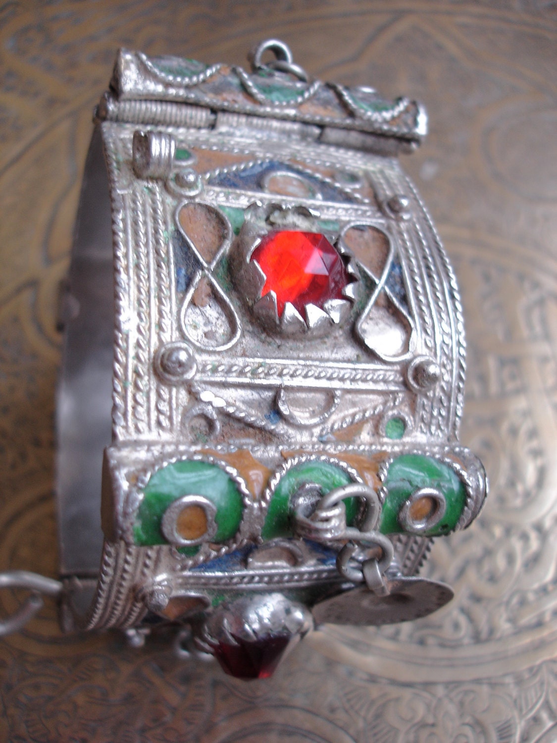 Moroccan enamel bracelet cuff