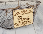 Rustic Wedding "Cards" Sign (4 x 5")  for Your Rustic, Country, Shabby Chic Wedding- Ready to Ship