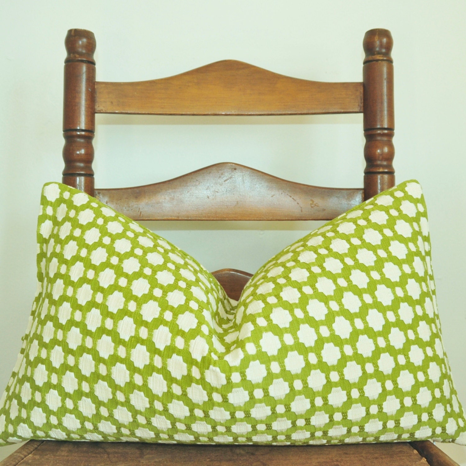 On Both Sides Pillow Cover - Decorative Pillow - Throw Pillow - Celerie Kemble for Schumacher - Betwixt - 11x20 inch - Grass/Ivory