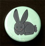 Cute Grey Black Bunny Rabbit 1-1/2" button pin cute nature wildlife - Brandy Woods