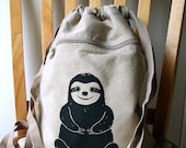 Sloth Backpack Canvas Screen Printed