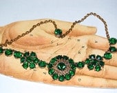 Hollywood Retro Glam Vintage 1940s Green Rhinestone Necklace
