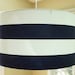 Large Modern Drum Lampshade Pendant Light in Wide Navy Stripe