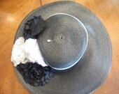 Vintage Black Straw Wide Brim Hat