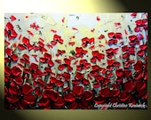 Original Art Abstract Painting Red Poppies Landscape Palette Knife Textured Flower Poppy Floral Large Spring Wall Decor 24x36" -Christine