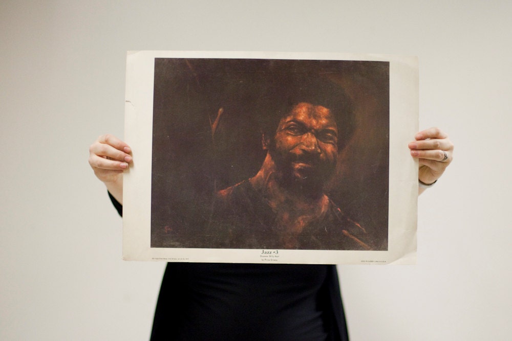 Jazz Drummer Billy Hart Vintage Lithograph Poster