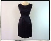 1950's-1960's Black Silk Beaded Wiggle Dress