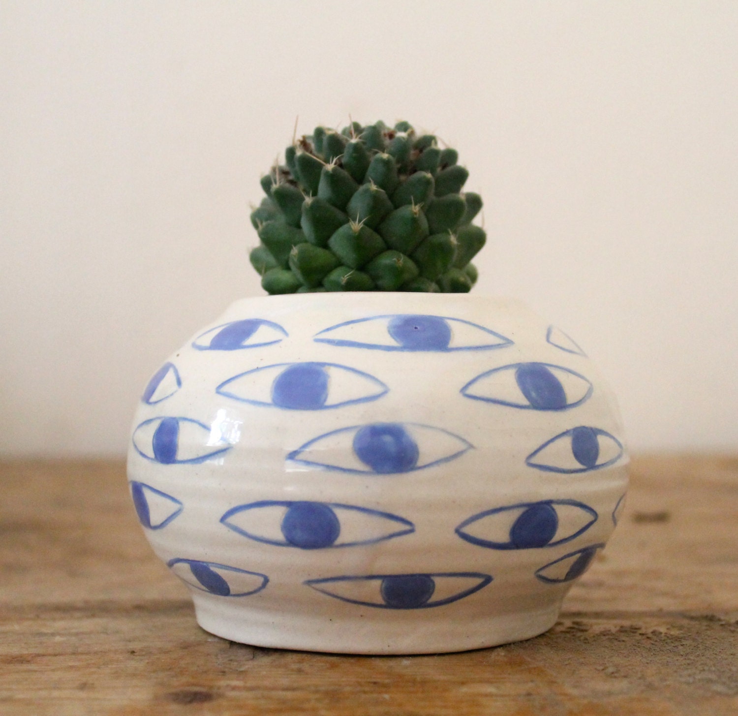 Eye Pot -- Blue and White Plant Pot