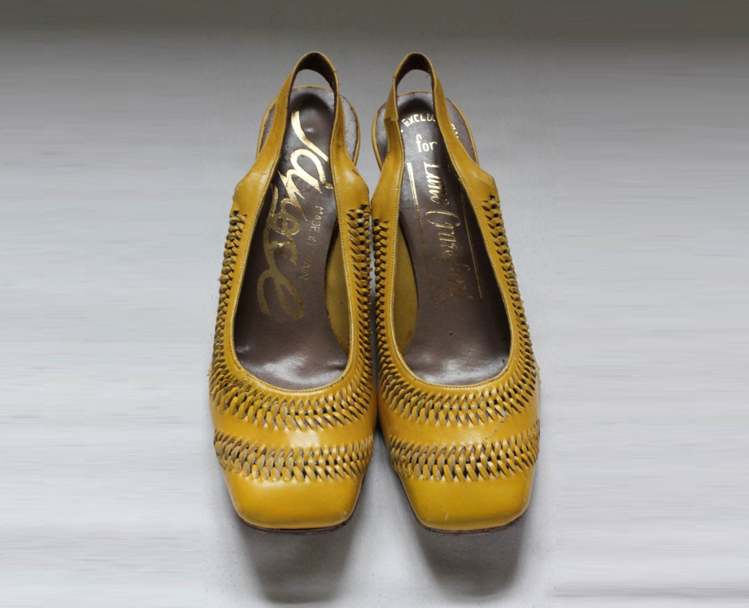Mustard Yellow Woven Detail Vintage Shoes