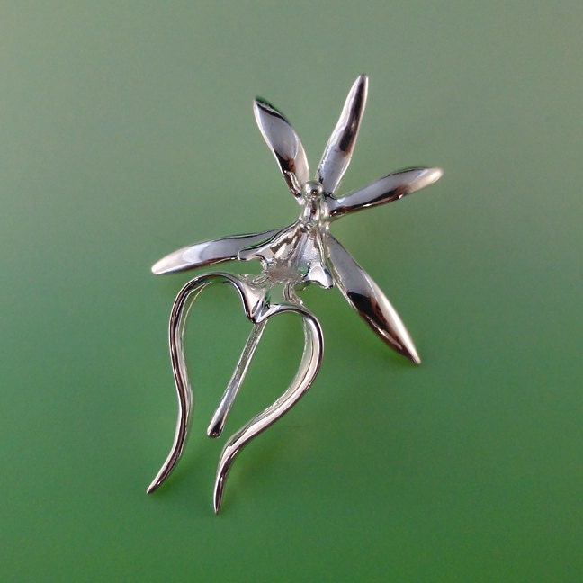 Orchid Pendant - Sterling Silver Ghost Orchid Pendant - Silver Orchid - Orchid Jewelry