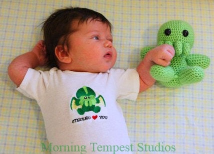 Cthulhu loves you embroidered CHILDS shirts and onsies