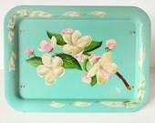 bed tray, snack tray, display tray, robins egg blue,tiffany blue, floral, mid century, shabby chic, feminine