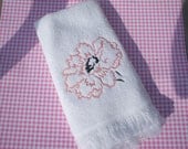 Delicate Peony: Embroidered Fingertip Towel