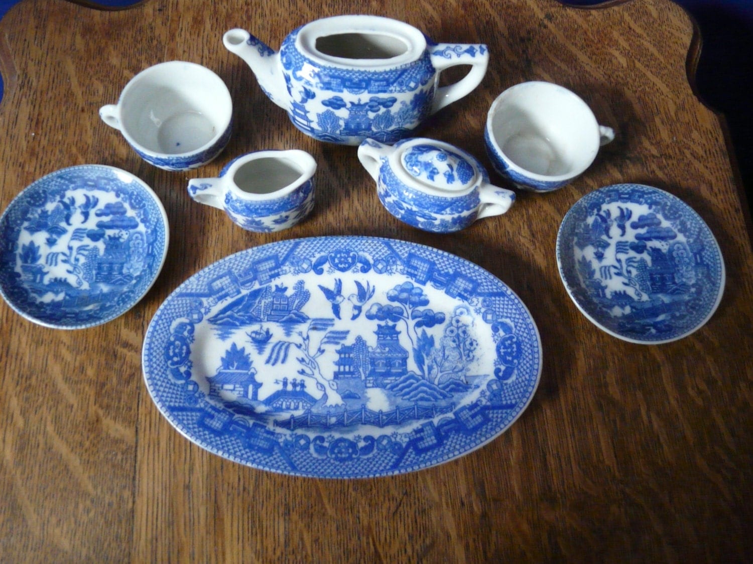 blue willow childs tea set