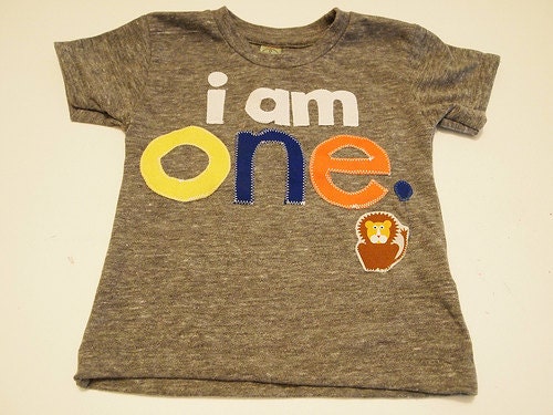 i am 1 one Birthday shirt Lion detail Customize colors Boys Girls Organic Blend Birthday Tee first birthday shirt