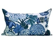 Schumacher Chiang Mai Dragon pillow cover in China Blue - 15 x 25