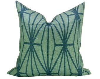 Kelly Wearstler Katana pillow cover in Jade/Teal - 18 x 18