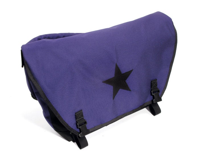 Purple and Black Medium Waterproof Messenger Bag