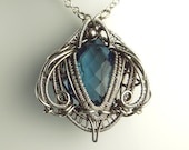 AAA Blue Topaz Sterling Silver - Necronomicon inspired necklace