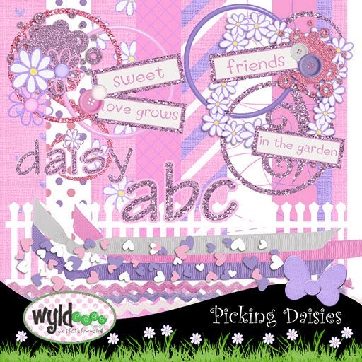 Daisy Digital Scrapbooking Kit "Picking Daisies" kit