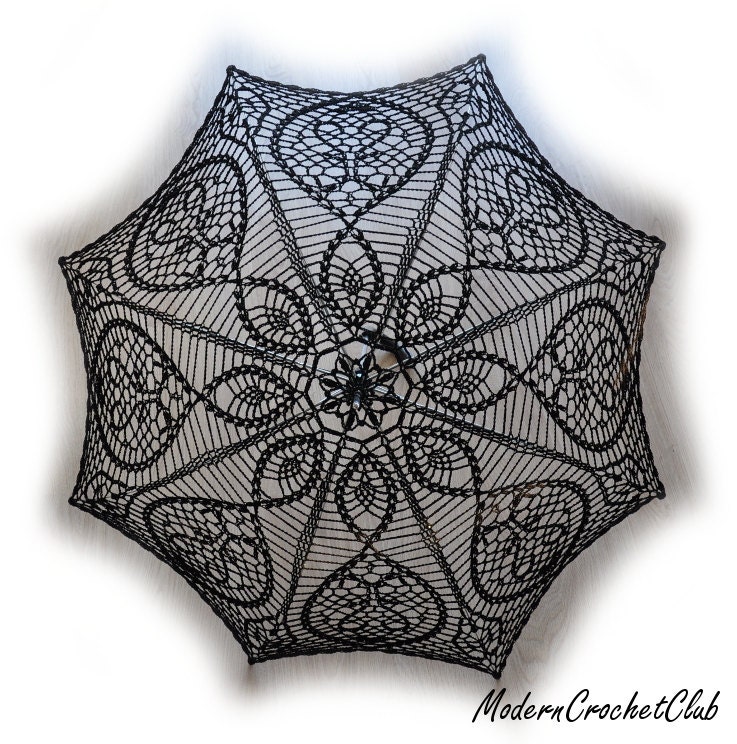 BLACK crochet umbrella,  victorian lace parasol, goth lady or young sexy girl, photo session accesory, steampunk, gothic