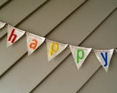 Happy Birthday Bunting on Canvas with Rainbow Felt Letters Il_170x135
