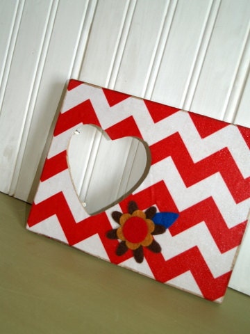 DESTASH SALE Chevron Frame in Red and White Il_170x135